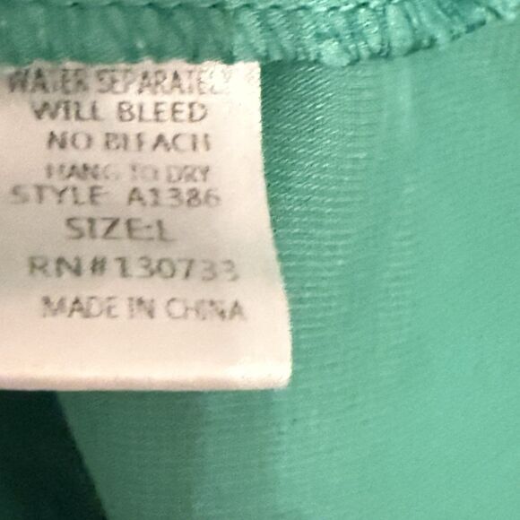 UMGEE Green Gauzy Tunic Top w Flower Crochet Sleeves Fringe Hem Cottagecore Lg - Picture 10 of 11